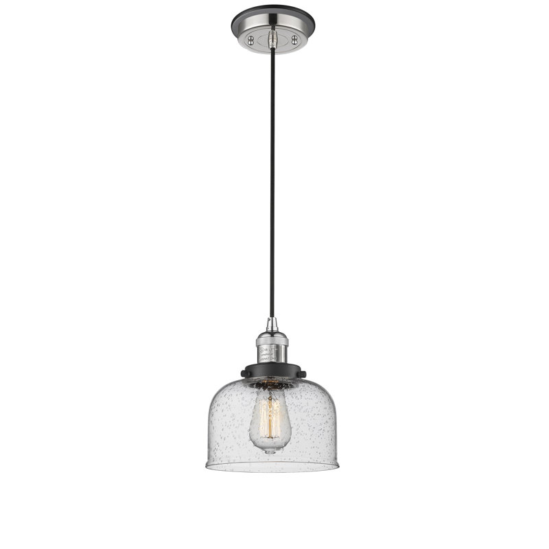 Bissonnette 1 - Light Single Pendant, Seedy, Polished Nickel with Matte Black accents