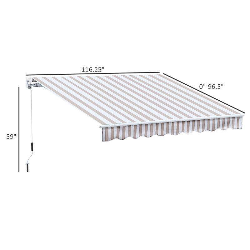 Outsunny 10' X 8' Retractable Awning, 120" W x 96" D, Multicolor