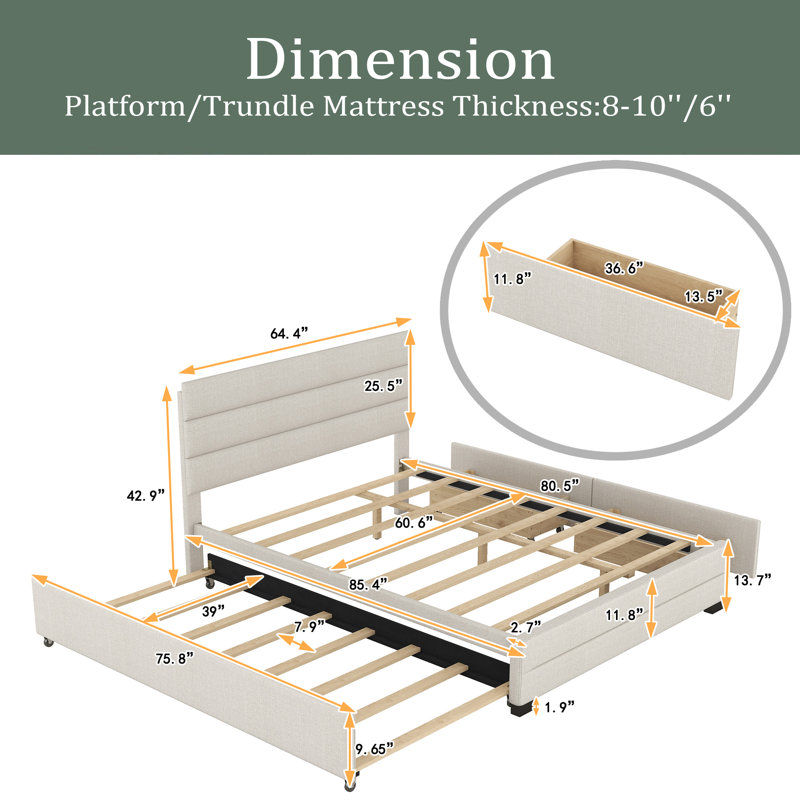 Nian Upholstered Platform Storage Bed, Beige
