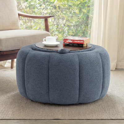 27.2'' Upholstered Round Storage Ottoman