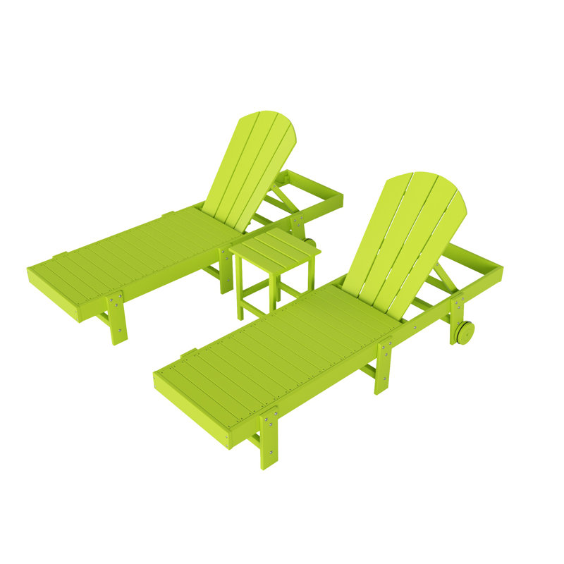 Ensemble de chaises longues inclinables extérieures en poly Lagune, Lime