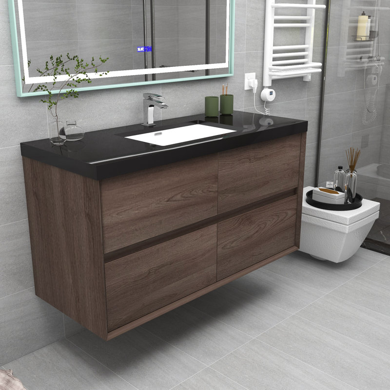 Ensemble de meuble-lavabo mural simple 48 po Lause Kody, Chêne rouge
