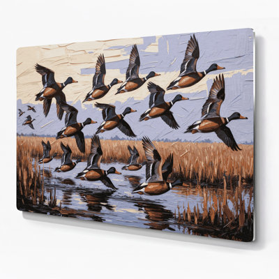 Birds Northern Shoveler, art mural en métal rose