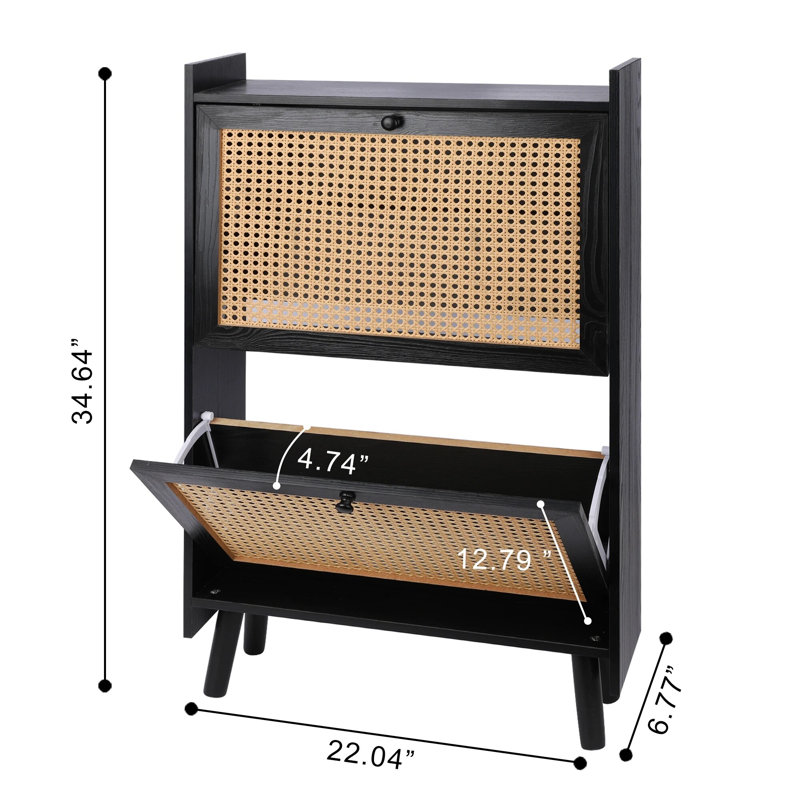 Armoire de rangement à chaussures en rotin
