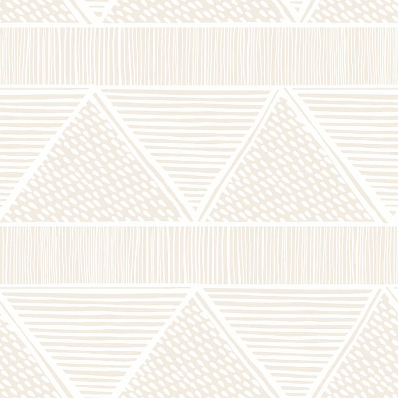 Triangle Lines 33' L x 20.5" W Wallpaper Roll, Cream