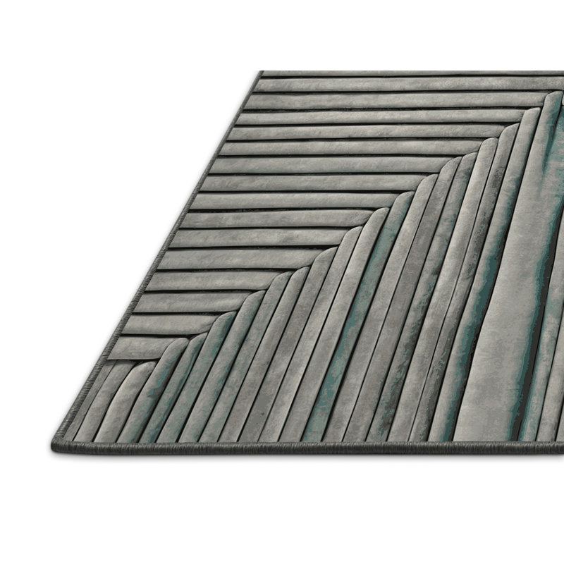 Tapis gris soyeux et moelleux, Rectangle 4 pi x 6 pi