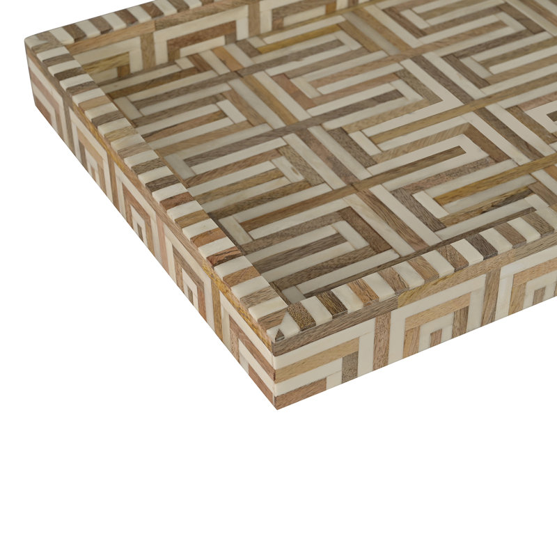Almerindo Wood and Bone Inlay Geometric Tray