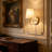  Iknoor Dimmable Rustic Bath Sconce Wall Light with Linen Beige Fabric Lampshade, Brass Wall Sconces for Toilet, Hallway, Staircase, Living Room, Bathroom Dining Room-786583246