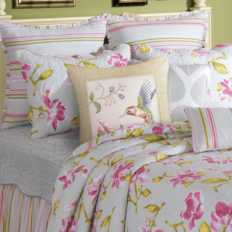 Courtepointe réversible en coton Liliann, Courtepointe double/grand