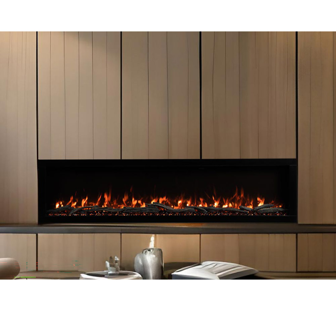Highmark Recessed or Wall Mounted Electric Fireplace Heater, 10 Flame Colors, Google & Alexa Compatible, Logs & Crystals, Remote Control Modern Ember 