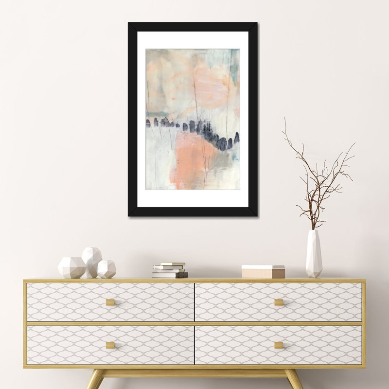 «Blush and Navy I», reproduction sur toile, H 24 po x l 16 po x P 1 po, Papier d'art encadré noir, Blanc
