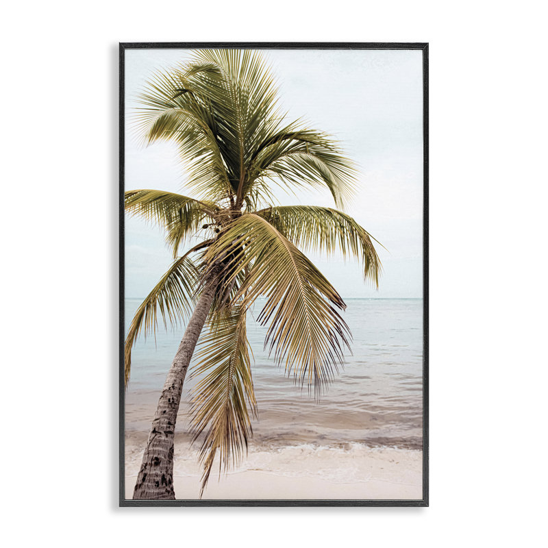 «California Summer Palm», estampe numérique par Nataly White, Giclée encadrée noir minuit, H 18 po x l 12 po