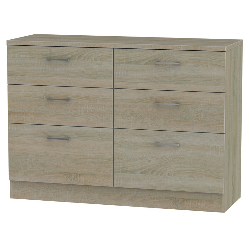 Fully Assembled Ingram 6 Drawer Chest, Darkolino Oak