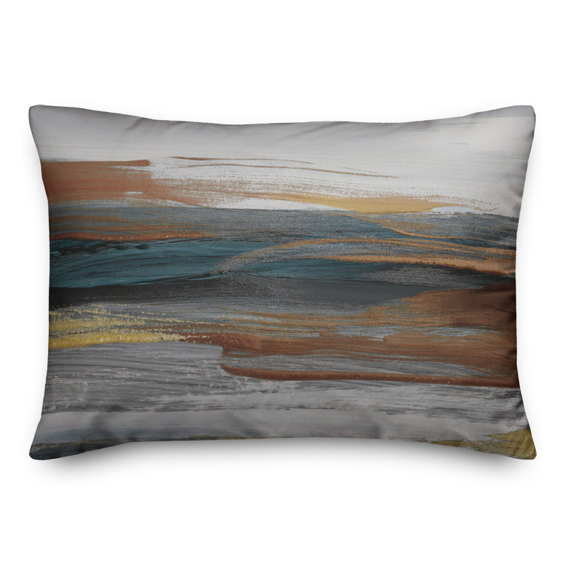 Coussin intérieur / extérieur bleu marine et rouille, H 14 po x l 20 po, Rectangle