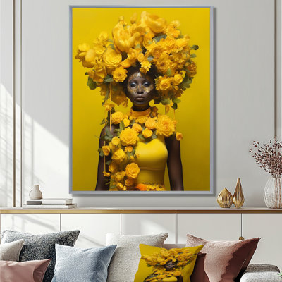 «Orisha Oxum African Floral Goddess», reproduction d'art sur toile encadrée