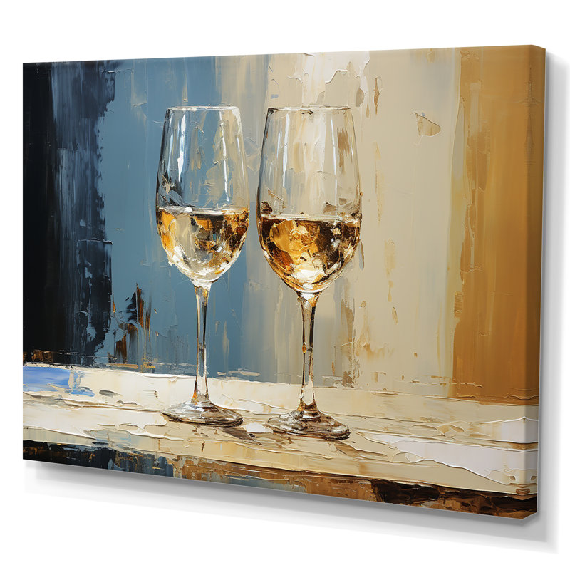 Verre à champagne Golden Fizz II - Champagne, art mural, Toile tendue, H 16 po x l 32 po x P 1 po