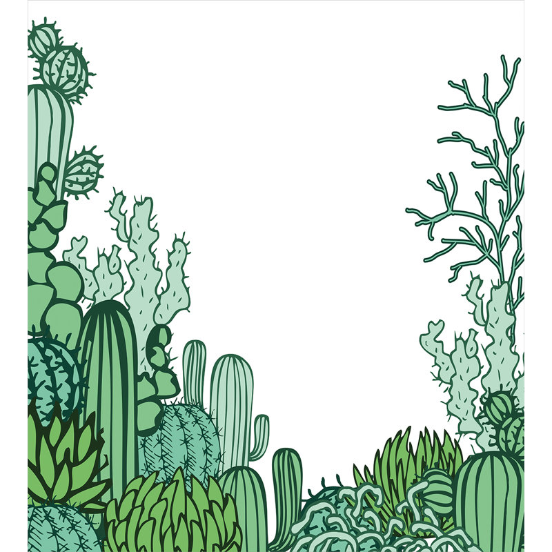 Queen Size Green Cactus Microfiber Duvet Cover Set