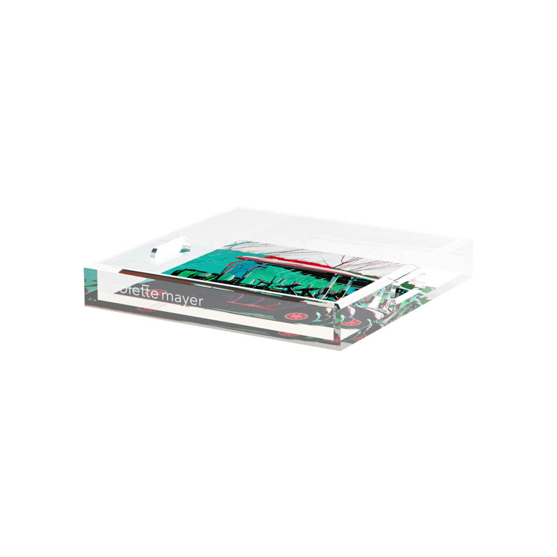 Abstract Decorative Tray, 2" H x 12" W x 12" D, Green