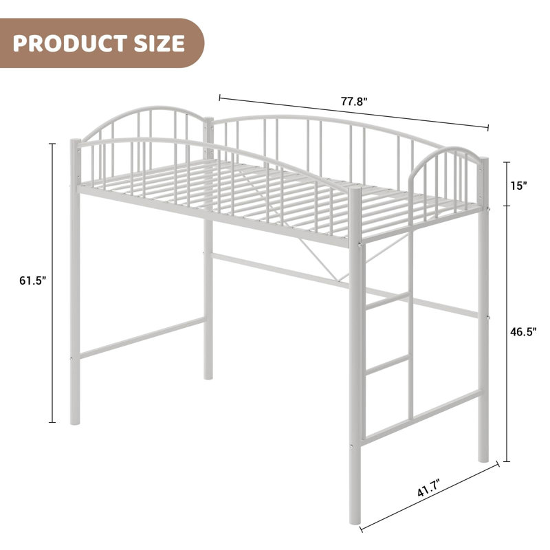 Lit mezzanine simple avec échelle et garde-corps arqué, Blanc