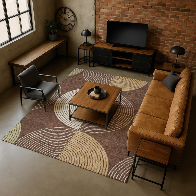 Premium Machine Washable Mayfield AMF2281 Geometric Rug, 10' x 14', Chocolate