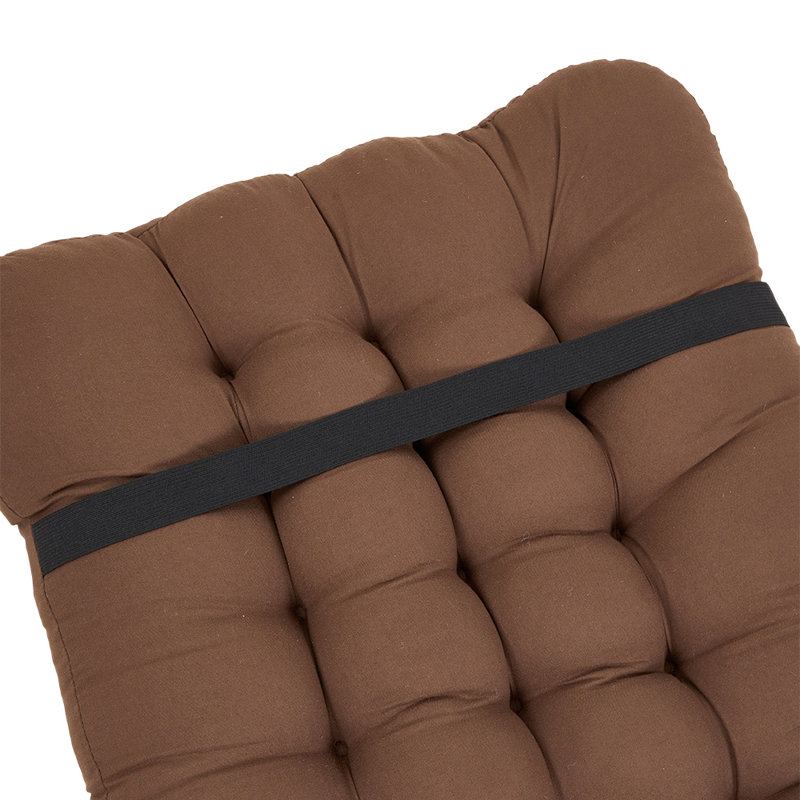 Chair Cushion with Elastic and Tie Straps, Dark Brown