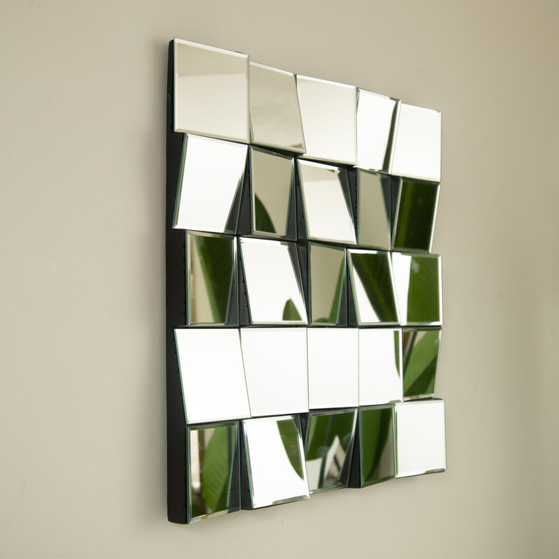 Plash Mirror, 3D Square Splicing Artistic PU Material Decorative Mirror