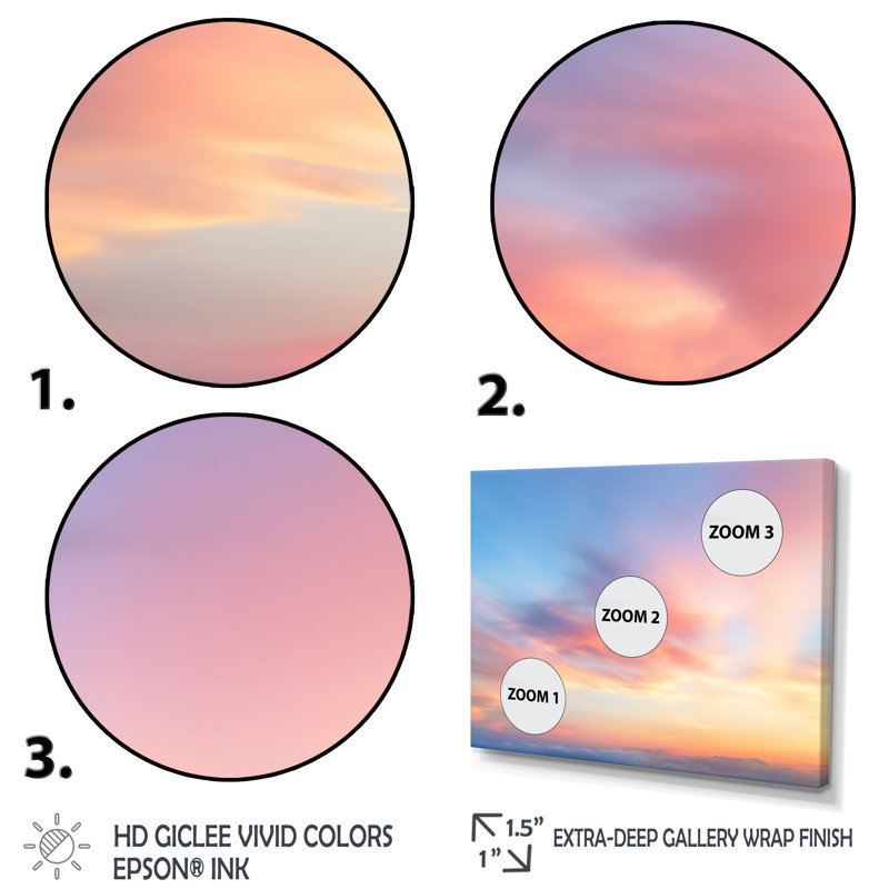 Cotton Candy Skies 1 - Sky, art mural, H 12 po x l 20 po x P 1 po, Cadre flottant doré