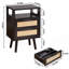 Set Of 2 With 2 Drawers, 15.4" Modern Storage Bedside Table With Golden Metal Handles, Wooden End Table For Bedroom, Black