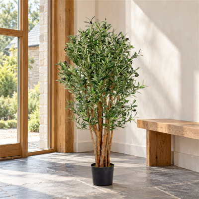 125 cm H Faux Foliage and Olive Tree Plant in Plastic Pot Liner