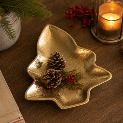 Decorative Tree Plate – Holiday Tabletop Accent, Festive Seasonal Décor for Coffee Table, Dining Table, Entryway and Centerpieces
