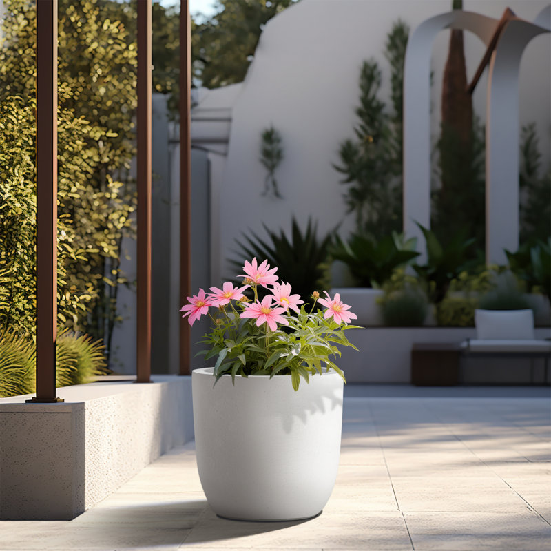 Karola Pot Planter, Crisp White, 15.5" H x 17" W x 17" D
