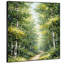 Très grand art mural imprimé sur un sentier forestier ensoleillé entouré de bouleaux verts luxuriants pour le salon ou la chambre à coucher - «Assemblage requis du cadre (cadre non fini)»-130768345