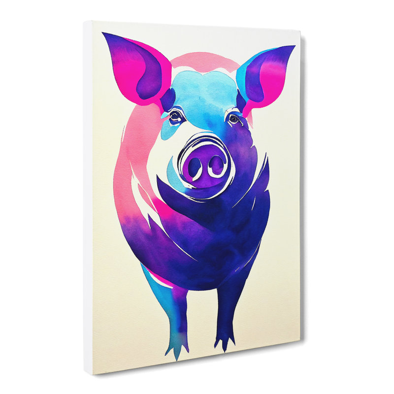 CAN-V0523-2756X Watercolour Pig - Wrapped Canvas Print, 50cm H x 35cm W x 3cm D