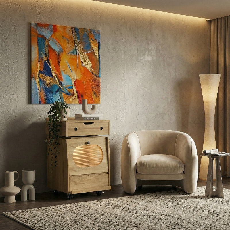 Armoire de coin moderne pivotante à 360 ° avec bande lumineuse intégrée