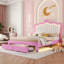 Lit princesse rembourré moderne avec tête de lit couronne-442014702-460055324
