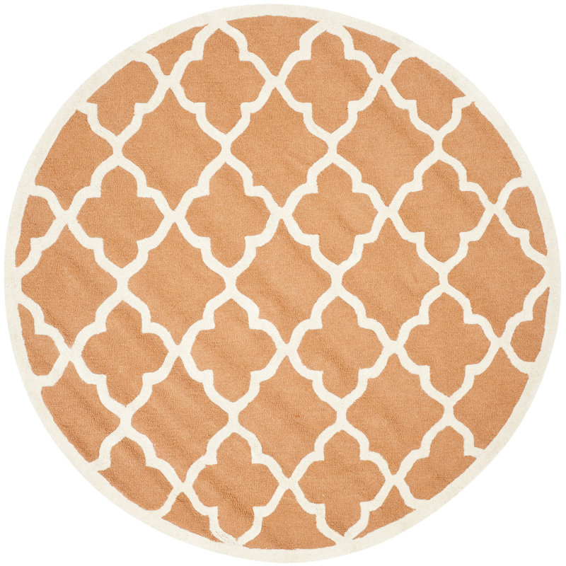 Cannen Hand Tufted Wool Geometric Rug, Round 6'