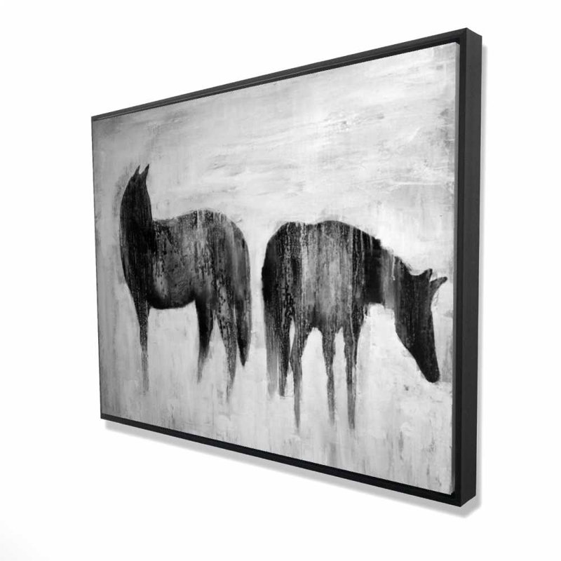 «Horses Silhouettes in the Mist», décor de toile encadrée blanche