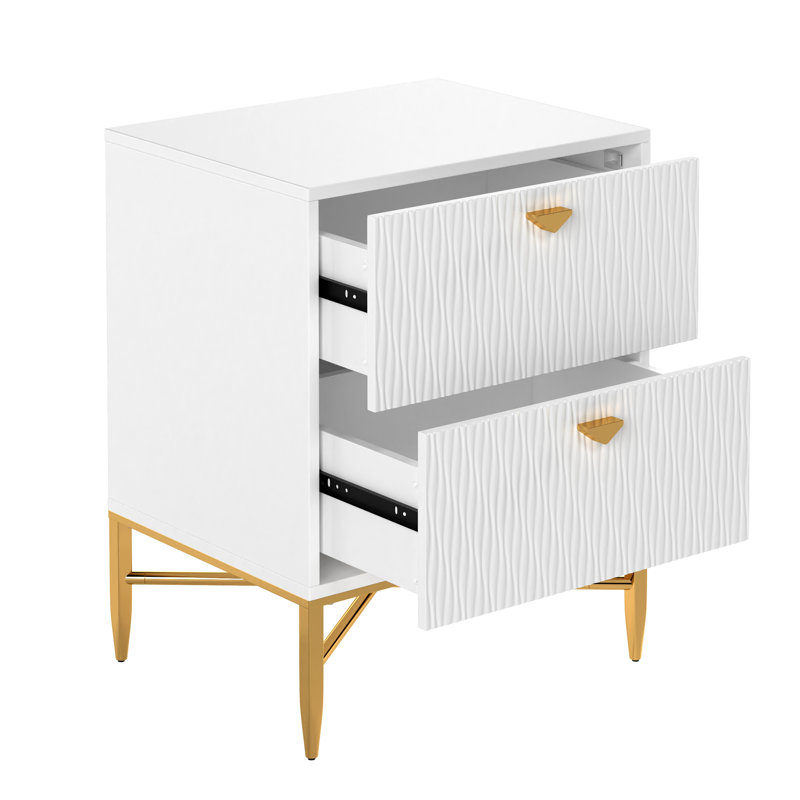 Table de chevet 2 tiroirs Baisden, Blanc