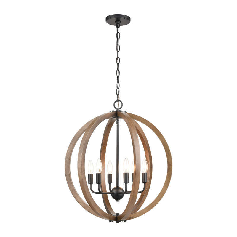 Barrow 22'' Wide 6-Light Chandelier - Matte Black, 22" H x 22" W x 22" D, 6 Lights