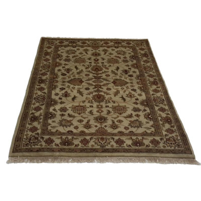 Tapis oriental en laine / coton beige / vert / brun Bedal