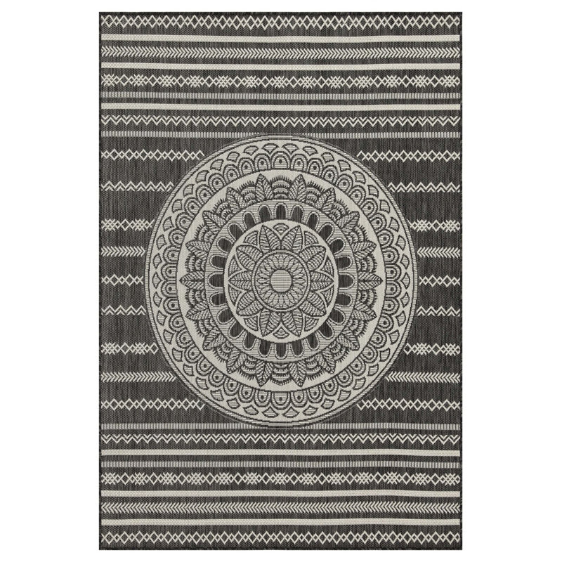 Sunshine Anthracite 5 ft. 3 in. x 7 ft. 3 in. Indoor/Outdoor Area Rug