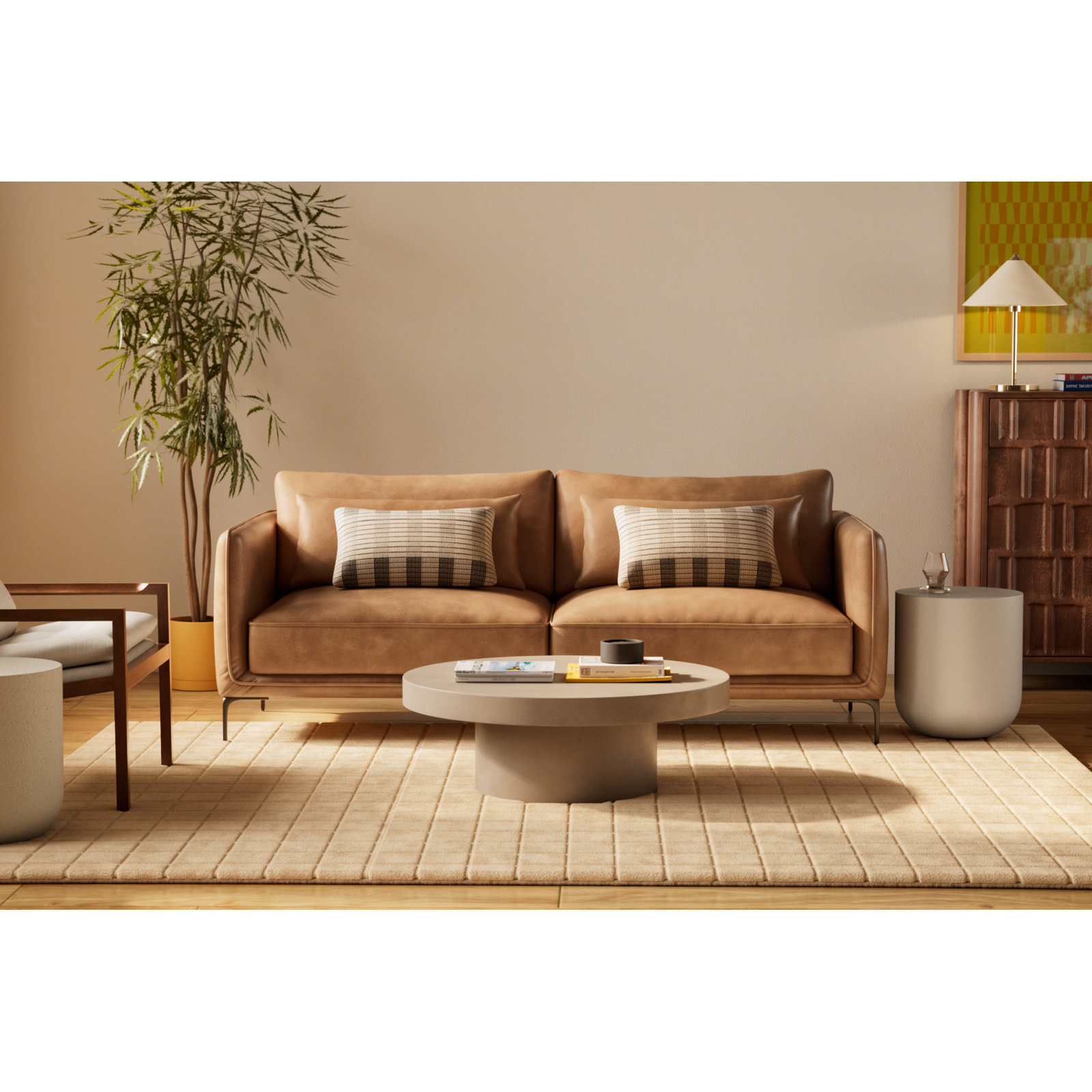 Elise End Table, White/Neutral