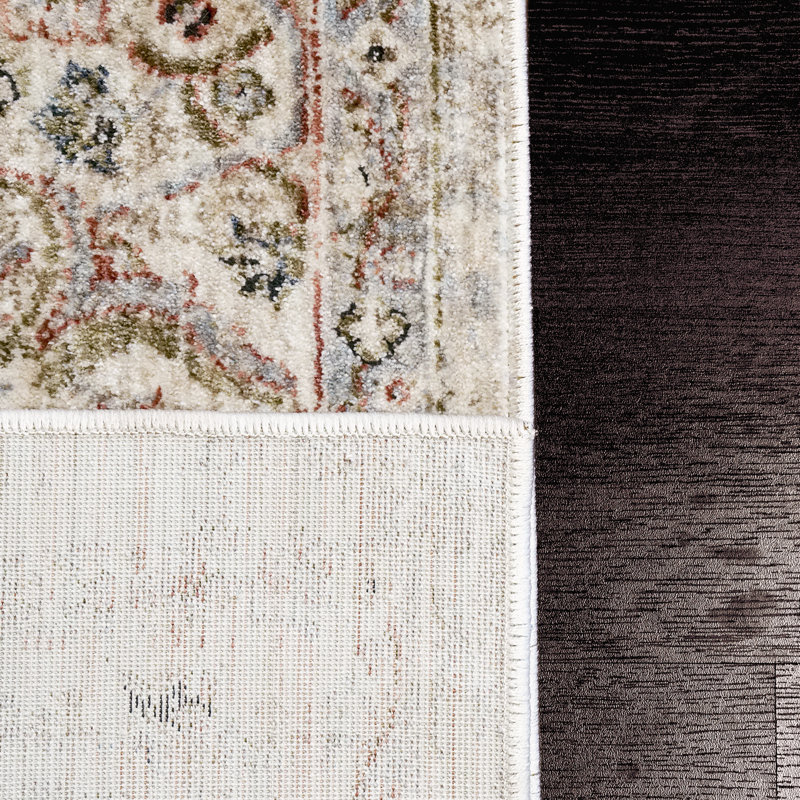 Tapis beige / gris à motif floral Dalano, Rectangle 7 pi 10 po x 10 pi 10 po