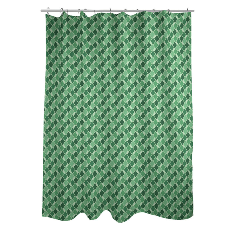 Rideau simple à motif de losanges Retro, Vert