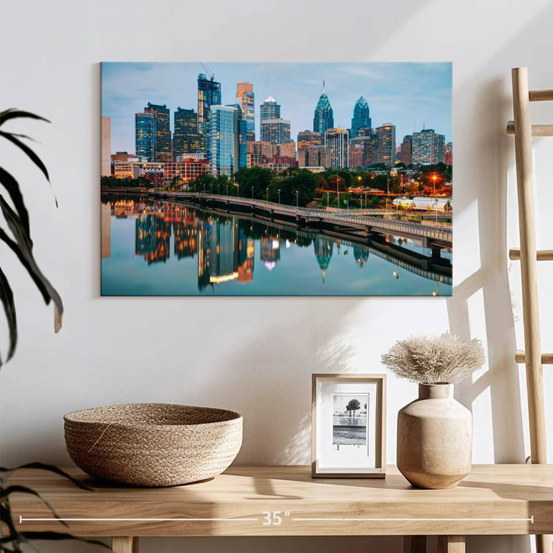 Silhouette de Sireci, Philadelphie et rivière Schuylkill, H 16 po x l 24 po