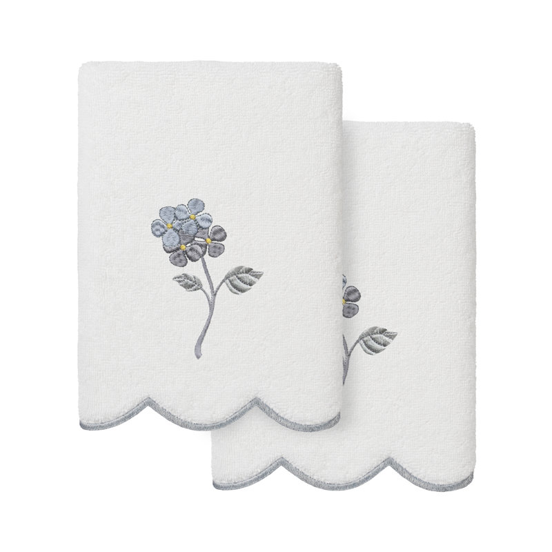  Ensemble de serviettes essuie-mains 100% coton turc 2 pièces HYDEA, Ensemble de 2 essuie-mains, Blanc / Gris