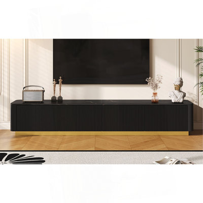 Tv Stand With 4 Drawers, Faux Marble Tabletop And Curved Profile Design