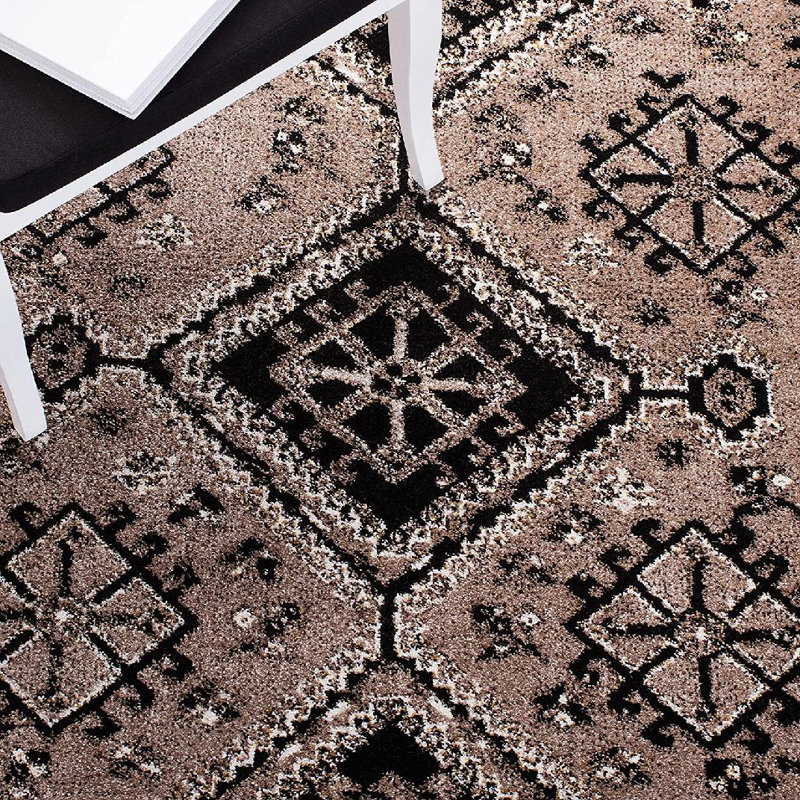 Jaclyn Southwestern Brown/Black Area Rug, Square 6'7"