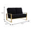 Causeuse moderne en velours 53 po avec base en métal doré poli Gratiano-1250128407