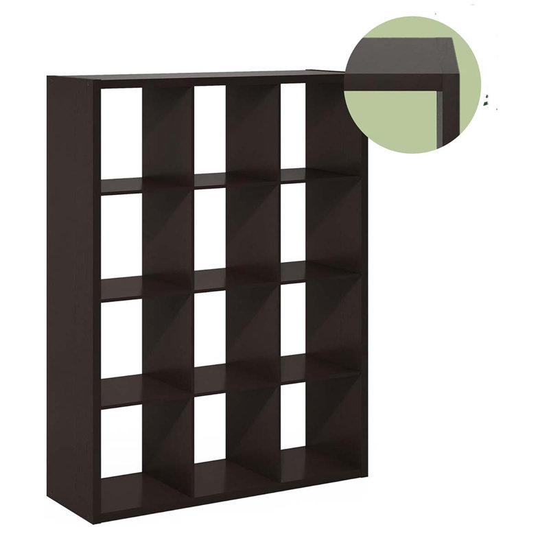 Cubicle Open Back Decorative Cube Storage Organizer, 12-Cube, Dark Oak